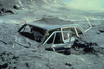 Car swamped by mudflow USGS